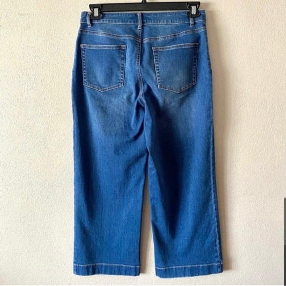 Garnet Hill Wide Leg High Waist Organic
Cotton Crop Denim Blue Jeans Size 29 - Picture 7 of 16